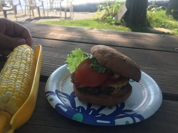 Local Motion Charlie burger at Auer Family Boathouse