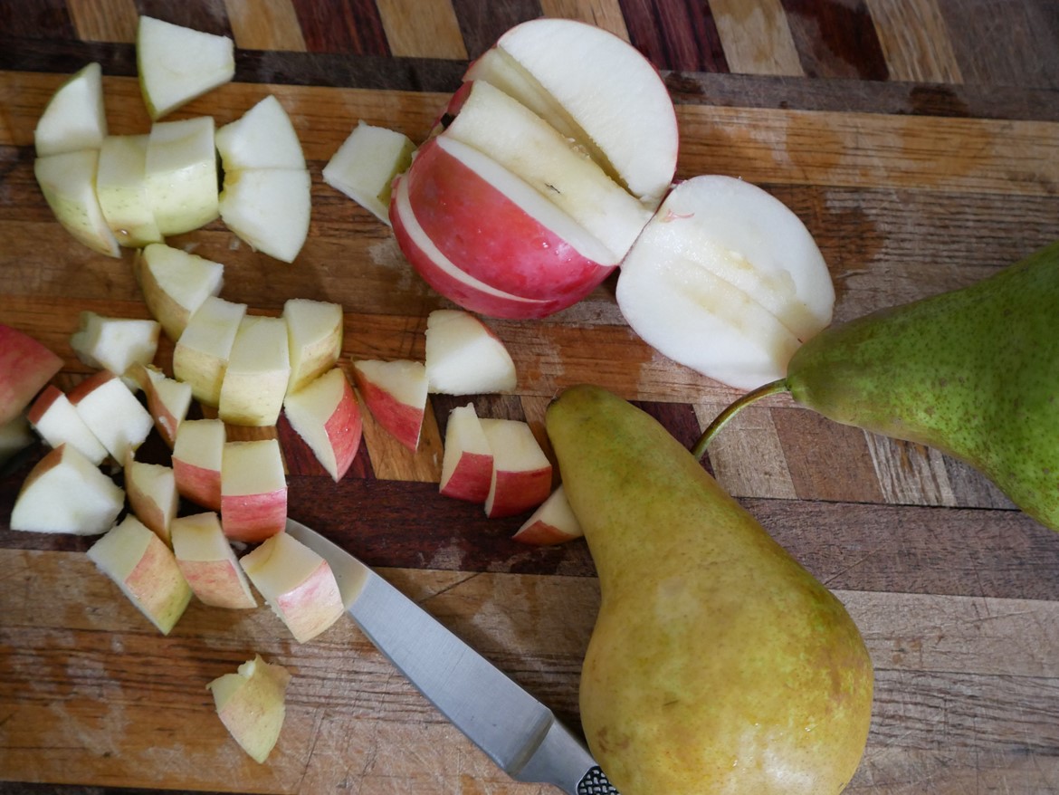 fall sangria fruit cutting board apples pears